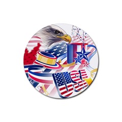 United States Of America Usa  Images Independence Day Rubber Round Coaster (4 Pack)  by Sapixe