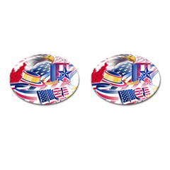 United States Of America Usa  Images Independence Day Cufflinks (oval) by Sapixe