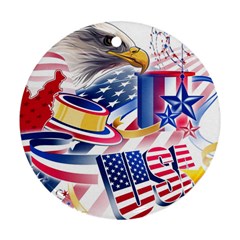 United States Of America Usa  Images Independence Day Round Ornament (two Sides) by Sapixe