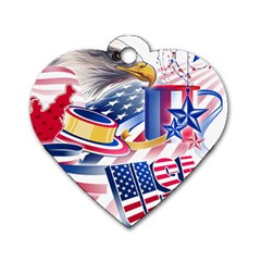 United States Of America Usa  Images Independence Day Dog Tag Heart (two Sides) by Sapixe