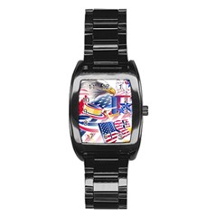 United States Of America Usa  Images Independence Day Stainless Steel Barrel Watch by Sapixe