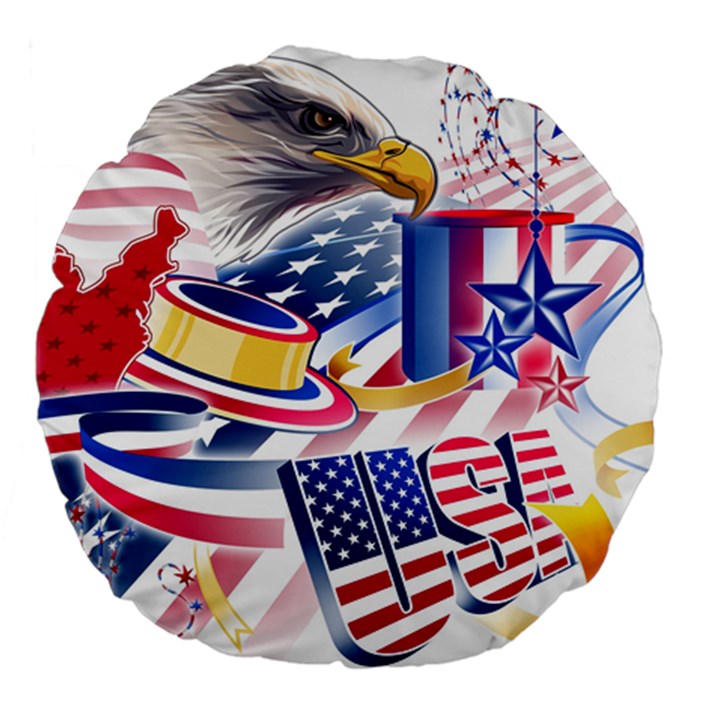 United States Of America Usa  Images Independence Day Large 18  Premium Flano Round Cushions