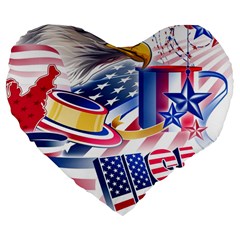 United States Of America Usa  Images Independence Day Large 19  Premium Flano Heart Shape Cushions