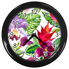 Vector Pattern Tropical Wall Clocks (black)