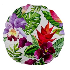 Vector Pattern Tropical Large 18  Premium Flano Round Cushions