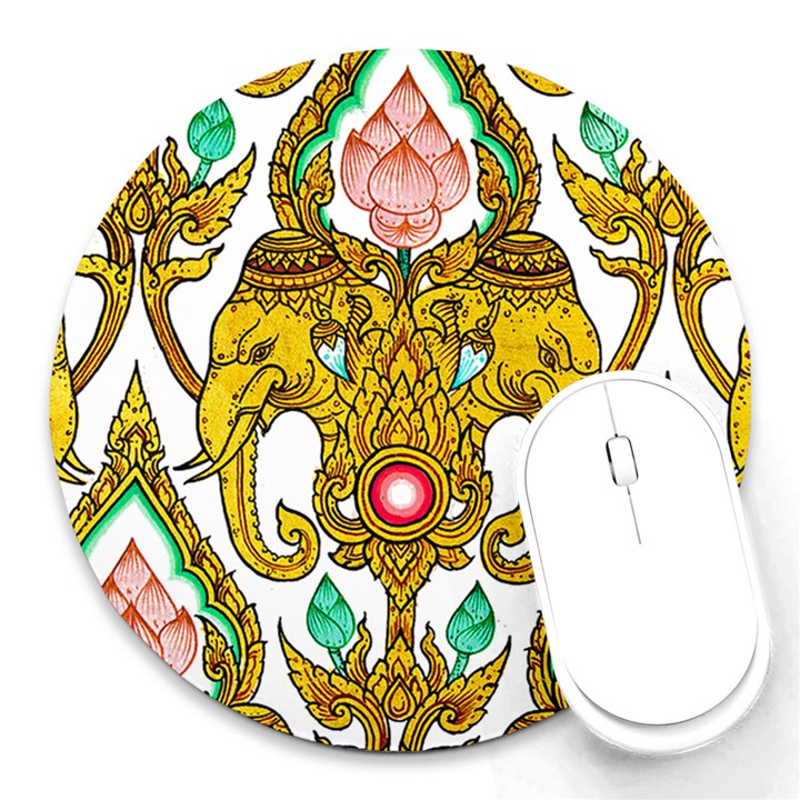 Traditional Thai Style Painting Round Mousepads