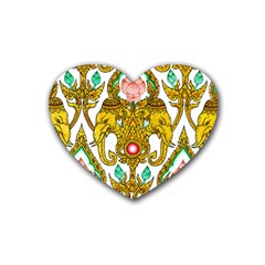 Traditional Thai Style Painting Heart Coaster (4 Pack) 