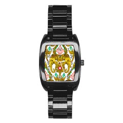 Traditional Thai Style Painting Stainless Steel Barrel Watch