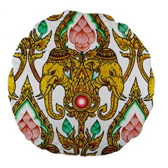 Traditional Thai Style Painting Large 18  Premium Flano Round Cushions