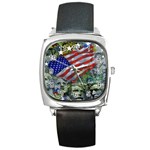 Usa United States Of America Images Independence Day Square Metal Watch Front