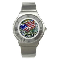 Usa United States Of America Images Independence Day Stainless Steel Watch by Sapixe