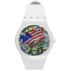 Usa United States Of America Images Independence Day Round Plastic Sport Watch (m) by Sapixe