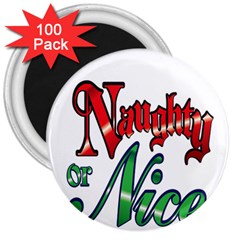 Vintage Christmas Naughty Or Nice 3  Magnets (100 Pack) by Sapixe