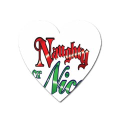 Vintage Christmas Naughty Or Nice Heart Magnet by Sapixe