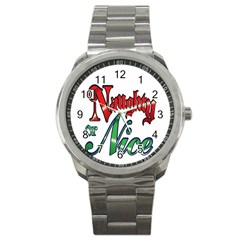 Vintage Christmas Naughty Or Nice Sport Metal Watch by Sapixe