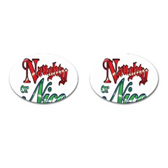 Vintage Christmas Naughty Or Nice Cufflinks (oval) by Sapixe