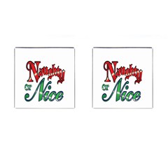 Vintage Christmas Naughty Or Nice Cufflinks (square) by Sapixe