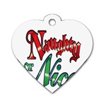 Vintage Christmas Naughty Or Nice Dog Tag Heart (Two Sides) Front