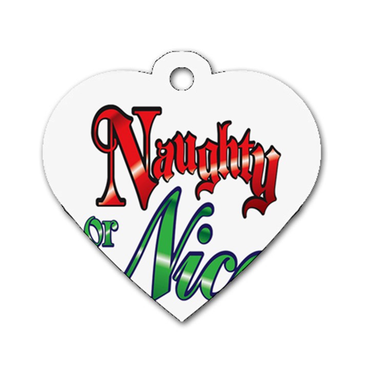 Vintage Christmas Naughty Or Nice Dog Tag Heart (Two Sides)