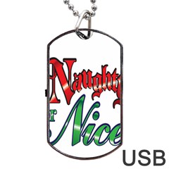 Vintage Christmas Naughty Or Nice Dog Tag Usb Flash (two Sides) by Sapixe