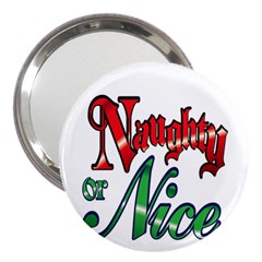 Vintage Christmas Naughty Or Nice 3  Handbag Mirrors by Sapixe