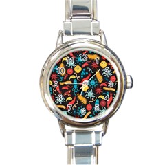 Virus Pattern Round Italian Charm Watch