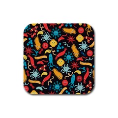 Virus Pattern Rubber Square Coaster (4 pack) 