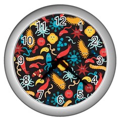 Virus Pattern Wall Clocks (Silver) 