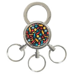 Virus Pattern 3-Ring Key Chains