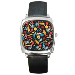 Virus Pattern Square Metal Watch