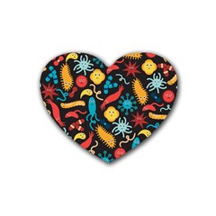 Virus Pattern Heart Coaster (4 pack) 