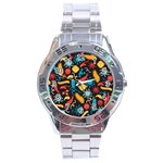 Virus Pattern Stainless Steel Analogue Watch Front