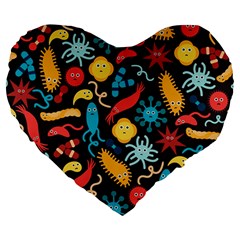 Virus Pattern Large 19  Premium Heart Shape Cushions