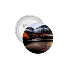 Vestrahorn Iceland Winter Sunrise Landscape Sea Coast Sandy Beach Sea Mountain Peaks With Snow Blue 1 75  Buttons by Sapixe