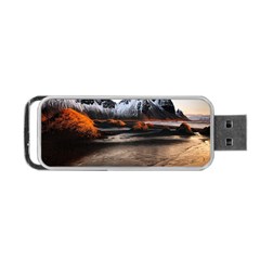 Vestrahorn Iceland Winter Sunrise Landscape Sea Coast Sandy Beach Sea Mountain Peaks With Snow Blue Portable Usb Flash (one Side) by Sapixe