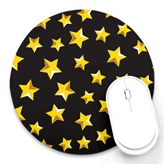 Yellow Stars Pattern Round Mousepads by Sapixe