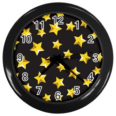 Yellow Stars Pattern Wall Clocks (black) by Sapixe