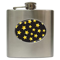 Yellow Stars Pattern Hip Flask (6 Oz) by Sapixe