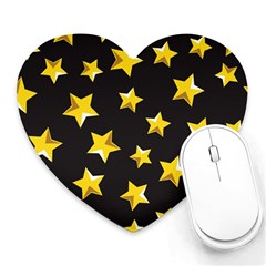 Yellow Stars Pattern Heart Mousepads by Sapixe