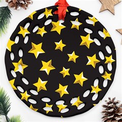 Yellow Stars Pattern Ornament (round Filigree) by Sapixe