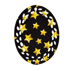 Yellow Stars Pattern Oval Filigree Ornament (two Sides) by Sapixe