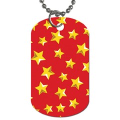 Yellow Stars Red Background Pattern Dog Tag (two Sides) by Sapixe