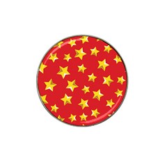 Yellow Stars Red Background Pattern Hat Clip Ball Marker (4 Pack) by Sapixe