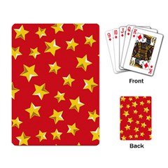 Yellow Stars Red Background Pattern Playing Card by Sapixe