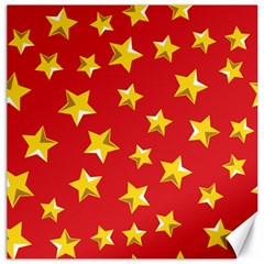 Yellow Stars Red Background Pattern Canvas 12  X 12   by Sapixe