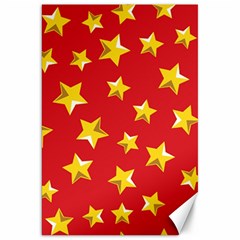 Yellow Stars Red Background Pattern Canvas 20  X 30   by Sapixe