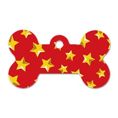 Yellow Stars Red Background Pattern Dog Tag Bone (two Sides) by Sapixe