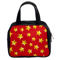 Yellow Stars Red Background Pattern Classic Handbags (2 Sides) by Sapixe