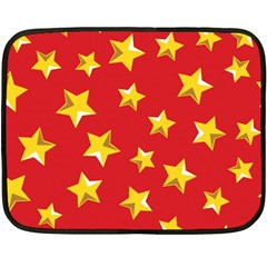 Yellow Stars Red Background Pattern Fleece Blanket (mini) by Sapixe