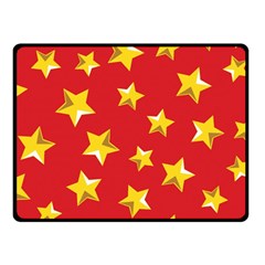 Yellow Stars Red Background Pattern Fleece Blanket (small) by Sapixe